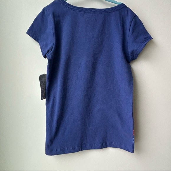 Disney Frozen Cobalt Blue T-Shirt w/ Elsa, Anna, & Olaf Hugs - Picture 3 of 5